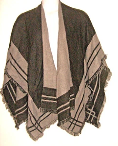 Woolrich "One Size" Black & Gray Acrylic Shawl/Wrap/Blanket Coat - Picture 1 of 7