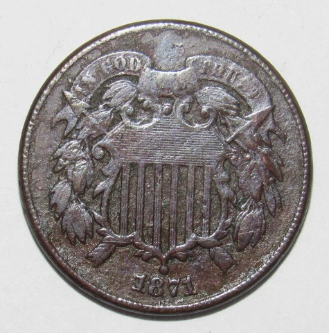 1871 2 Cent Two Cent Piece VF (I6) Cover