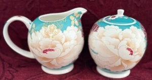 Maxwell & Williams Kimono Sugar Bowl + Lid & Creamer TEAL - Picture 1 of 5