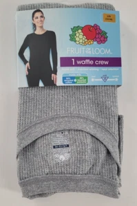 Fruit of the Loom Cotton Women's Waffle Crew Shirt Size Large 12-14 Gray - Picture 1 of 3