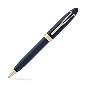 Aurora Ipsilon Deluxe Ballpoint Pen Blue With Gold Trim - New in Box B32B - Picture 1 of 6