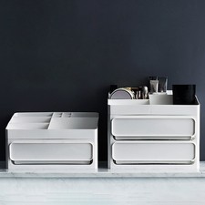 2X(Plastic White Storage Drawer Desktop Sundries Storage Box Makeup Contain4J5)
