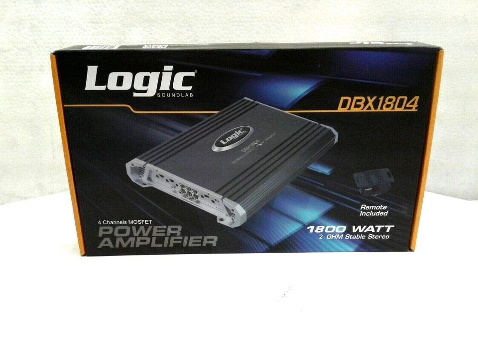 LOGIC DBX1804 1800 WATTS PEAK POWER 4 CHANNEL MOSFET POWER CAR AMPLIFIER - Image 1 of 4