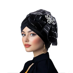 Muslim Women Hijab Hats Turban Head Cover Caps Islamic Beanie Pleated Headwear - Picture 1 of 6