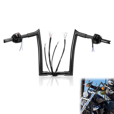 Manillar precableado para 96-06 Harley Road King Super Glide Fat Boy Softail 12" Foto 1 de 4