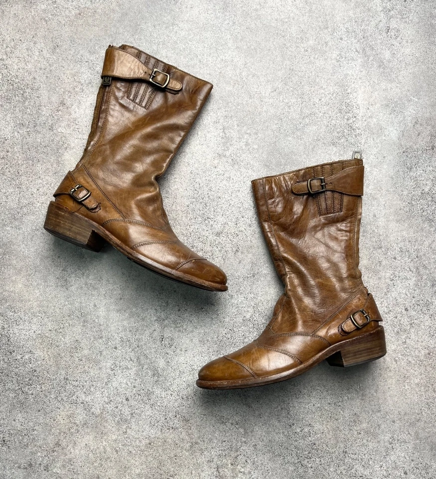 Belstaff Roadmaster Botas Motociclista Cinturón con Cremallera Trasera Talla 38 Foto 1 de 4