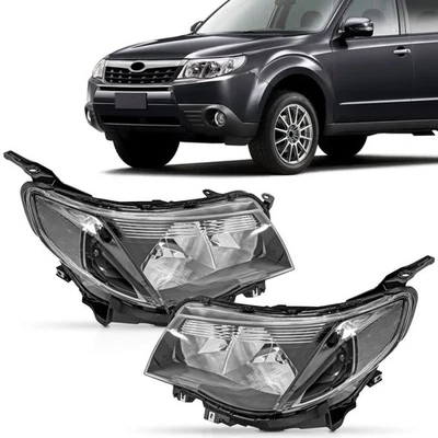 Left & Right Headlight Assembly For 2009-2013 Subaru Forester Halogen Black Foto 1 de 4