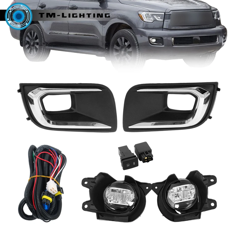 For Toyota Sequoia 2018-2022 LED Fog Light w/Bezels Wires Switch Right&Left Side - Изображение 1 из 4