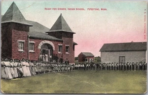 PIPESTONE, Minnesota Postcard "Ready For Dinner, Indian School" 1910 MN Cancel - Picture 1 of 2
