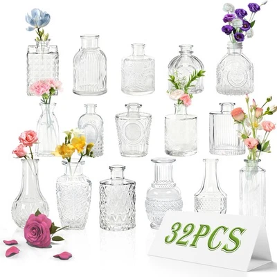 32pcs Vasenset mini Vasen Set Glasflaschen Blumenvase Glasvase Vase für Deko DE - Bild 1 von 4