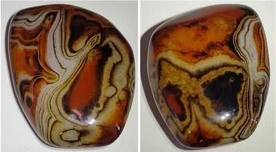 Piedra de palma pulida Sardonyx natural 128 g rojo marrón bandas ágata calcedonia gema Foto 1 de 4