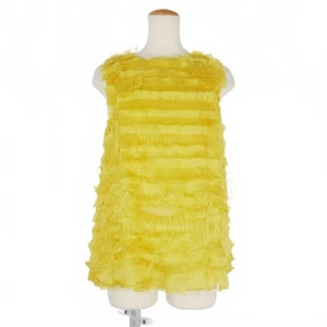 Blusa para mujer Sara Lanzi de seda sin mangas con volantes amarilla S - Imagen 1 de 7