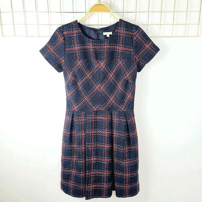 Shoshanna Womens Dress 6 Allison Plaid Academia Tweed Cap Sleeve Preppy-Read - Image 1 of 4