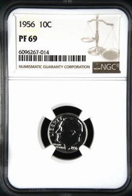 1956 Roosevelt Dime NGC PF69 Silver Proof Coin 10C - Image 1 of 4
