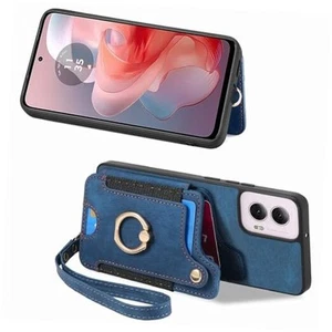 Moto G Power (2024) Case with Card Holder Wallet Shockproof RFID Blocking Ring - Picture 1 of 7