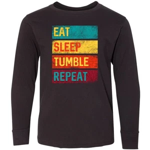 Inktastic Tumbling Gift Eat Sleep Tumble Repeat Youth Long Sleeve T-Shirt Camp - Picture 1 of 3