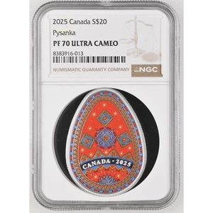 2025 Canada Pysanka Egg 1 oz Silver Colorized Coin NGC PF 70 UCAM - Picture 1 of 7