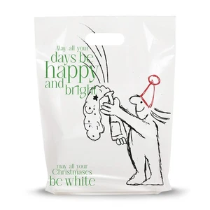 100 Pack of 12X15 Die Cut Star Christmas Retail Bags with Handles - Picture 1 of 8