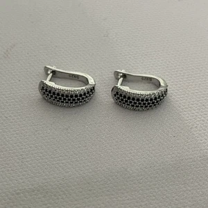 925 Silver Earrings Round Black Spinel Gemstone Jewelry - Picture 1 of 6