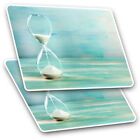 2 X Rectangle Stickers 7.5 Cm - Hourglass With Falling Sand Time Cool Gift #2170