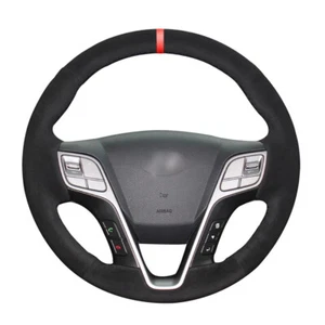 Black Suede Red Marker Car Steering Wheel Cover for Hyundai Grand Santa Fe - Picture 1 of 14