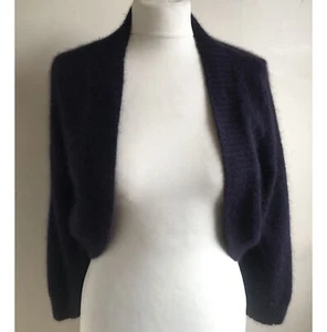 Per Una Speziale Purple angora blend Cardigan Shrug 12 Cropped 3/4 sleeves - Picture 1 of 5