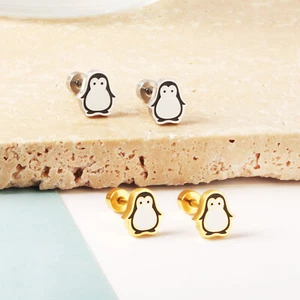 Orecchini a vite prigioniera in acciaio acrilico pinguino piercing donna ragazza - Imagen 1 de 5
