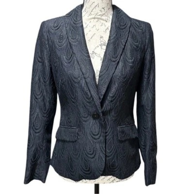 Blazer Lilly Pulitzer Negro Estilo Pluma Encaje Look Botón Único Talla 2 Foto 1 de 4