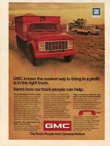 Anuncio impreso de 1972 camioneta pickup agrícola GMC General Motors GMC y plataforma de volteo de granos - Imagen 1 de 2
