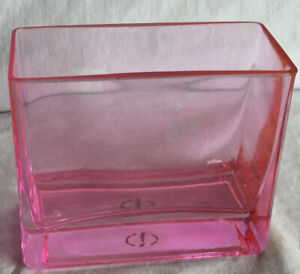 Decorative Teleflora Gift Pink Glass Flower Vase  4 3/4” H x 5 1/2” W x 2 3/4” A