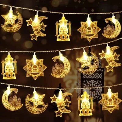 40 LED Ramadan Decorative Lights 20 FT Ramadan Eid Solar Moon Star Lights Decor - Image 1 of 4