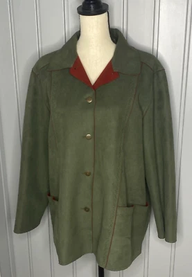 Chaqueta Blazer Mujer Alfred Dunner Talla 18 Verde Rojo Poliéster Botón Bolsillos Frontales Foto 1 de 4