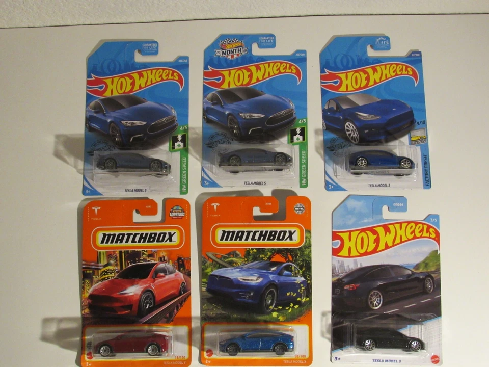 Hot Wheels & Matchbox Tesla Car Lot Of 6 Model S Model X  Model Y Model 3 - Image 1 of 1