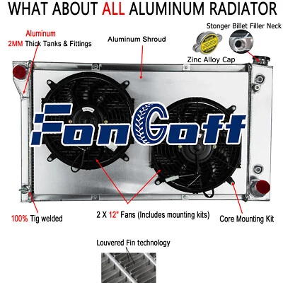 4 Rows Radiator Shroud Fan For 1967-1972 69 Chevy C/K C10,C20 C30 K10 GMC C2500 Foto 1 de 4