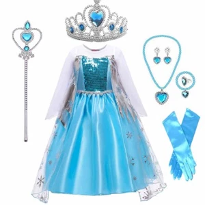 Costume Halloween Snow Queen Anna Frozen Princess Elsa Girls Dress Cosplay Party - Picture 1 of 13