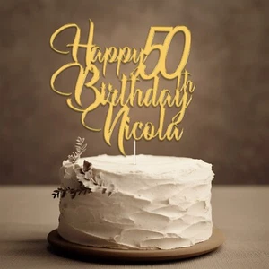 Custom Cake Toppers Happy Birthday Any Age Any Name 30th 50th 60th 70th 80th - Picture 1 of 10
