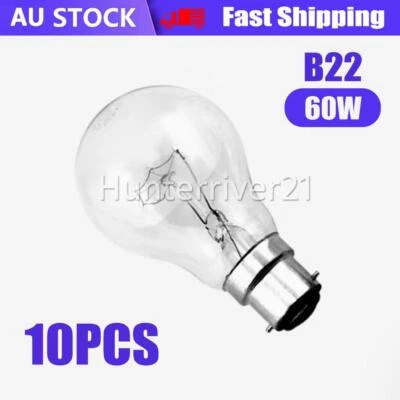 10 x 60W Incandescent Light Globes Bulbs B22 Bayonet Warm White Dimmable Warm AU - image 1 of 4