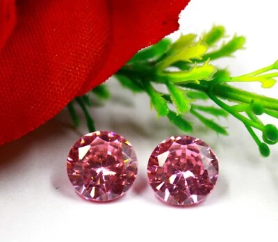 10-11 Ct Amazing Sale Round Cut Not Certified Pink Zircon Pair Gemstone 24N  - Image 1 of 4