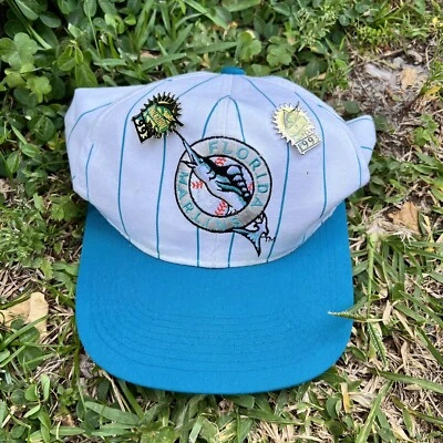 Florida Marlins Pinstripe Vintage Starter MLB Hat Snapback 90s Miami With Pins - Image 1 of 4
