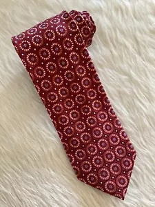 Corbata de seda tejida para hombre ERMENEGILDO ZEGNA círculos geométricos rojos ITALIA 3,5”x60” - Imagen 1 de 7