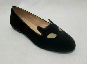 Nicky Hilton x French Sole Meow Black Velvet Cat Flats Shoes Size US 7 - Picture 1 of 9