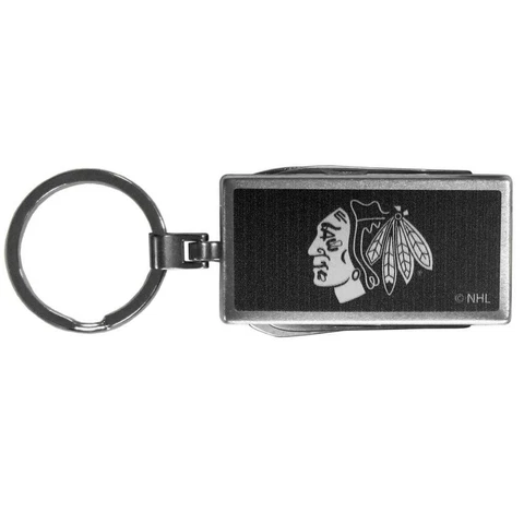 Chicago Blackhawks Multi Tool Key Chain [NEW] NHL Swiss Army Knife File Ring Cover