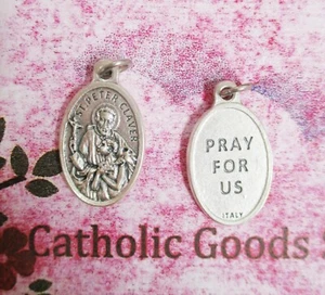 Saint St. Peter Claver -  Pray for Us  - Italian Silver Tone Die Cast 1" Medal  - Picture 1 of 3