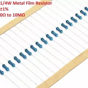 100pcs 1/4W Metal Film Resistor ±1% 153 Values Available 0.25W Resistance - Picture 1 of 2