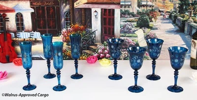 ANTHROPOLOGIE SOFIA FLUTES (4) & WINE GLASSES (4) - 全新带盒 - A TOAST TOELGANCE! — 第 1/4 张图片