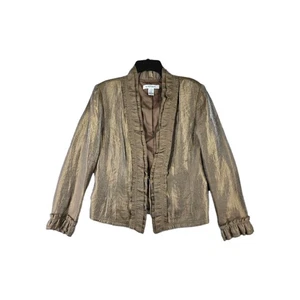 Chaqueta Blazer Rafael Mujer Dorado Brillo Volantes Manga Larga Talla 12 - Imagen 1 de 10