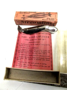50's Churchill's Stainless Steel Minnow Fishing Lure Streamliner w/Box New/Old - Picture 1 of 8