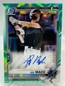 JOE MACK 2021 Bowman Draft Baseball Chrome Aqua Lava 1st Auto 051/199 - Marlins - Picture 1 of 10