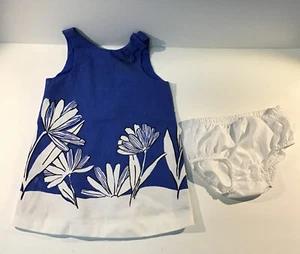 JANIE & JACK Safari Lodge blau Blumen Kleid + Unterhose 12-18 Monate gebraucht lesen - Bild 1 von 7