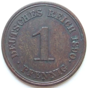 Coin German Empire Empire 1 Pfennig 1890 E in Uncirculated - Picture 1 of 2